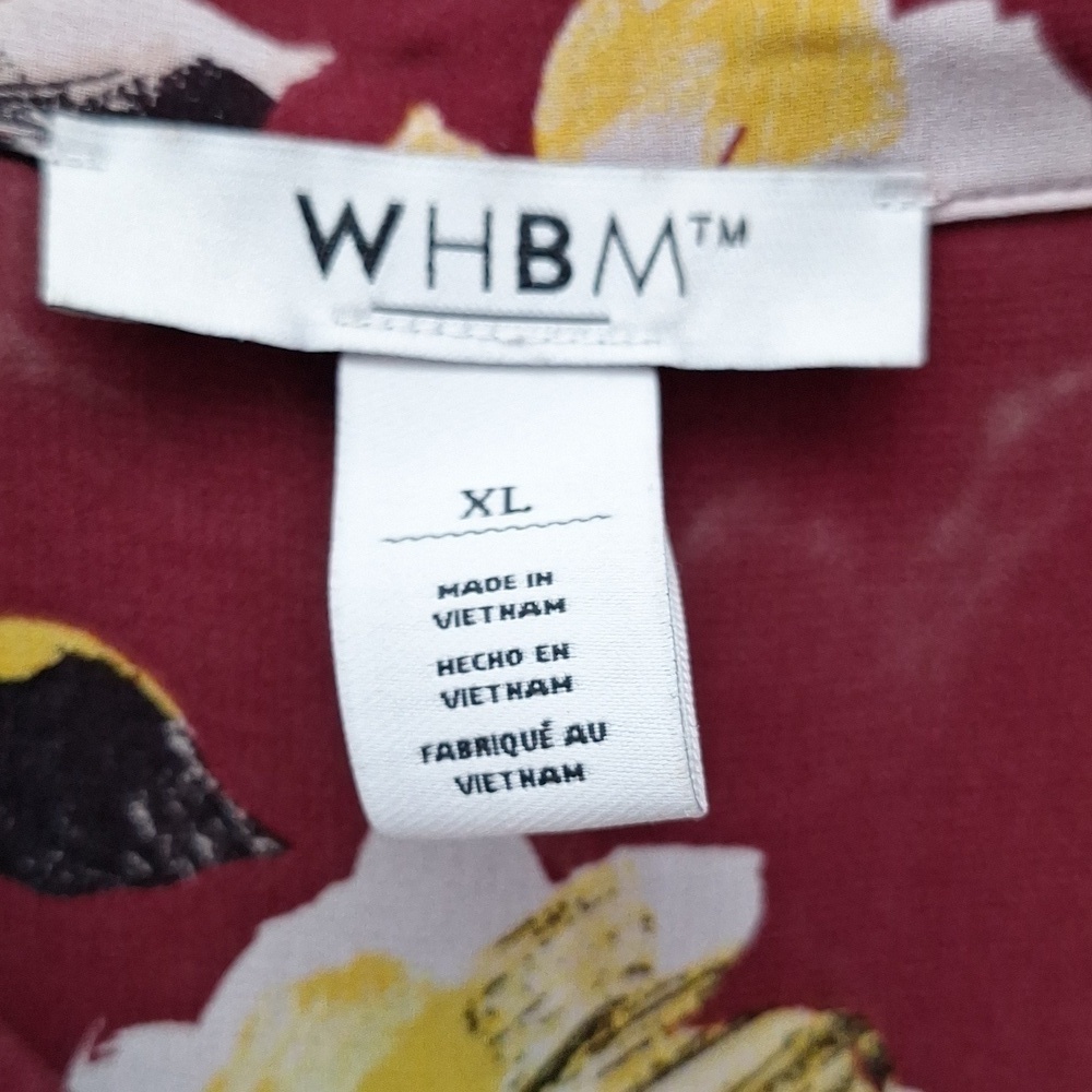 x White House Black Market Floral Burgundy Women's Top Size XL. EUC - Picture 2 of 5